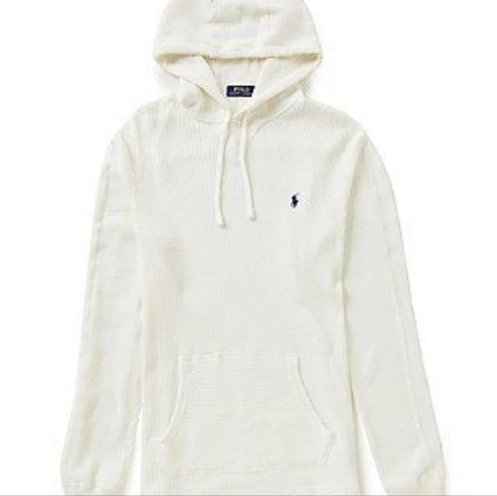 NWOT Polo Ralph Lauren Men's Size Large White Waffle Knit Long Sleeve Hoodie
